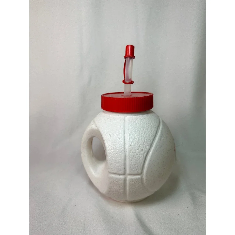 Vintage Pizza Hut Basketball Souvenir Cup White‎ Plastic Water Bottle Straw Lid